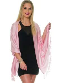 Shawls And Wraps Evening Dresses, Large Soft  Wedding Shawl - 柔和的粉紅色 - 查看 3