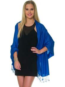 Shawls And Wraps Evening Dresses, Large Soft  Wedding Shawl - 寶藍色 - 查看 5
