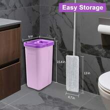 BOSHENG Mop And Bucket With Wringer Set, Hands Free Flat Floor Mop And Bucket, 3 Washable Microfiber Pads Included, Wet And Dry Use, Home Floor Cleaning System For All Floor Types And Windows, Purple - MàuB - Xem 6
