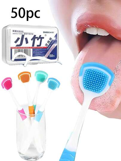 54pcs Oral Hygiene Kit, Tongue Scraper, Oral Care Tools For Fresh Breath, Deep Tongue Cleaning, Reusable Tongue Brush For Removing Fur, Travel Tongue Cleaner, Daily Oral Care Set