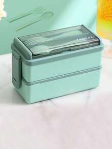 1 buah Kotak Makan Siang Plastik Dua Lapis Gaya Jepang, Set Kotak Bento Tahan Microwave untuk Pekerja Kantoran - MultiWarna - View 9
