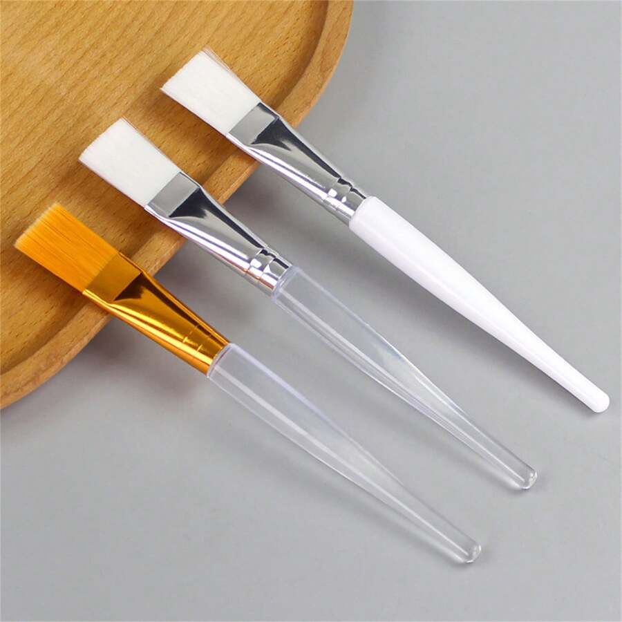 Cọ trang điểm cán trong suốt, vòng giữ lông bằng nhôm mạ vàng, lông cọ màu nâu, cọ trang điểm kiểu cọ trà, đóng gói riêng lẻ. - Nhiều màu - Xem 1