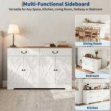 2 Doors & Drawer, Kitchen Storage Buffet Sideboard, Modern Farmhouse Coffee Bar Cabinet - Rojo y blanco - Ver 4