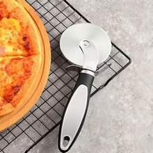 Classic Pizza Wheel With Sharp Blade For Cutting Through Crusts, Pies And More, Built In Finger Guard For Safety And Comfort Grip To Protect Fingers, Pizza Cutter, Kitchen Essentials, Kitchen Gadgets, 9-Inch, Black - View 4