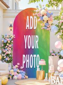 1pc Customizable Curved Backdrop Cloth Suitable For Birthday, Wedding And Other Occasions, Made Of Elastic Polyester Fabric, Ideal For Wedding, Valentine's Day And Birthday Decoration - Multicolor - View 7