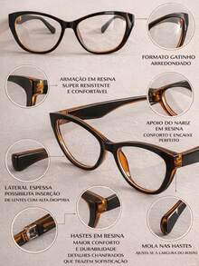 Geometric Cat-Eye Eyeglass Frame With Faceted Temples, Rounded Cat-Eye Shape, Made Of Lightweight And Durable Resin, Thick Sides, Perfect For Prescription Lenses, 2026 , Elegant And Luxurious Gift For Women - Màu xanh đậm lốm đốm - Xem 3