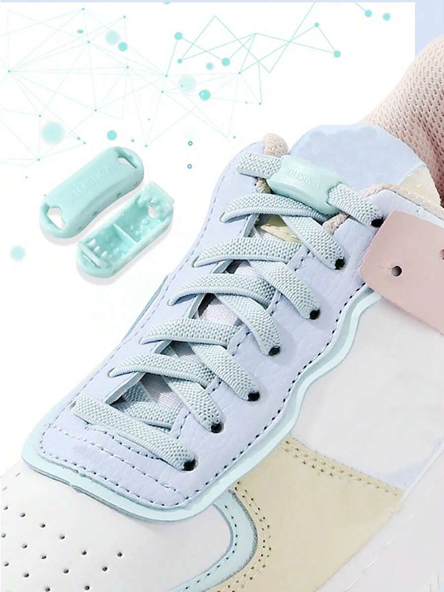 1 Cặp khóa dây giày co giãn kiểu dáng rộng, khóa dây giày phẳng dành cho giày casual unisex, không cần buộc.