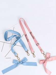 100pcs/50pcs/10pcs/1pc Customizable Solid Color Minimalist INS Style Fabric, High Quality Double-Headed Detachable Adjustable Ribbon Bow Tie Lanyard, Suitable For Phone, Camera, Cup, Bag Strap, Hanging Decoration - Color Mixing - View 6