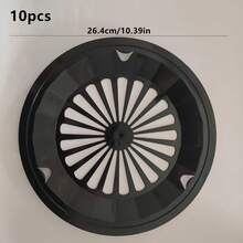 10pcs Black Reusable Paper Plate Holder Set, 10 Inch Grooved Design, Reusable Thickened Holder, Suitable For Picnic And Party Dinner, Picnic Accessories|Simple And Smooth Holder Design, Perfect For Use - Black - View 3