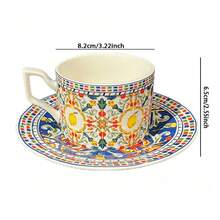 1 Set Ceramic Coffee Cup With Saucer, Lemon Pattern Design, Suitable For Coffee, Milk, Juice, Ideal For Home, Restaurant, Cafe, Great Gift For Coffee Lovers On Father's Day, Mother's Day - Multicolor - View 10