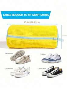 1pc Washing Machine Shoe Bag, Suitable For All Types Of Shoes - Light Blue With White Zipper, Soft Fleece Lining, Effectively Protects Clothing, Especially Suitable For Sneakers And Casual Shoes. This Laundry Bag Is Also An Ideal Choice For Vacation Travel - Multicolor - View 6