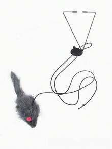 Este diseño de ratón de peluche realista, combinado con cuerdas de alta elasticidad, permite que el ratón se balancee naturalmente cuando el gato se abalanza o salta, replicando perfectamente la sensación dinámica de una presa real, golpeando con precisión el instinto de caza del gato. ¡Es tan adictivo! - Gris - Ver 6