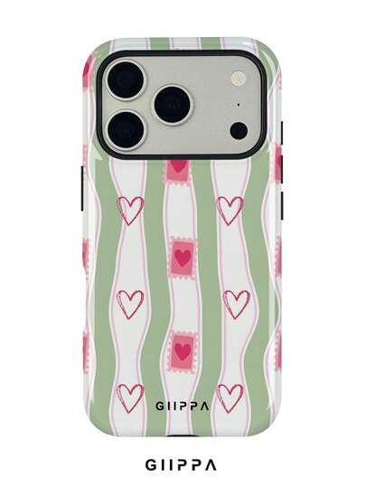 GIIPPA 1 Piece Soft And Sweet Heart Wave Striped Pattern Design Phone 17 Pro Max Case, Suitable For Phone 16 Pro Max, 15 Pro Max, 14 Pro Max, Korean Stylish And Interesting Phone Case, Compatible With 11/12/13/14/15/75 Pro Max Plus, Elegant Design For Both Men And Women, Ideal Gift For Christmas, Valentine's Day, Easter, Wedding Season And Birthday For Girlfriend