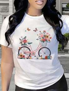 ropa de mujer    Casual Short T-Shirt  camisas de mujer - Blanco - Ver 2