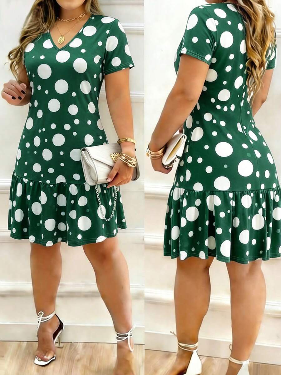 2026 Spring/Summer New Arrival Fashion Digital Print Casual Dress, Commuting Elegant Short Sleeve Mid-Length Dress Vacation