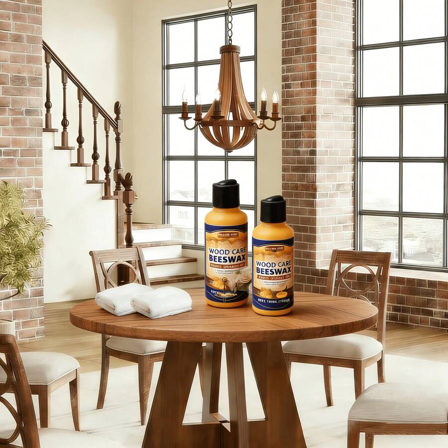 Professional Two-Component Natural Beeswax Wood Care And Repair Kit | Deeply Moisturizes To Prevent Dryness And Cracking | Suitable For Solid Wood Furniture, Floors, Countertops, Doors, And Windows | Removes Dullness And Scratches