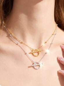 1件简约幸运四叶草项链，925纯银浪漫锁骨项链，精致珠宝礼物，适合女孩日常和约会佩戴 - 圓環項鍊 - 查看 2