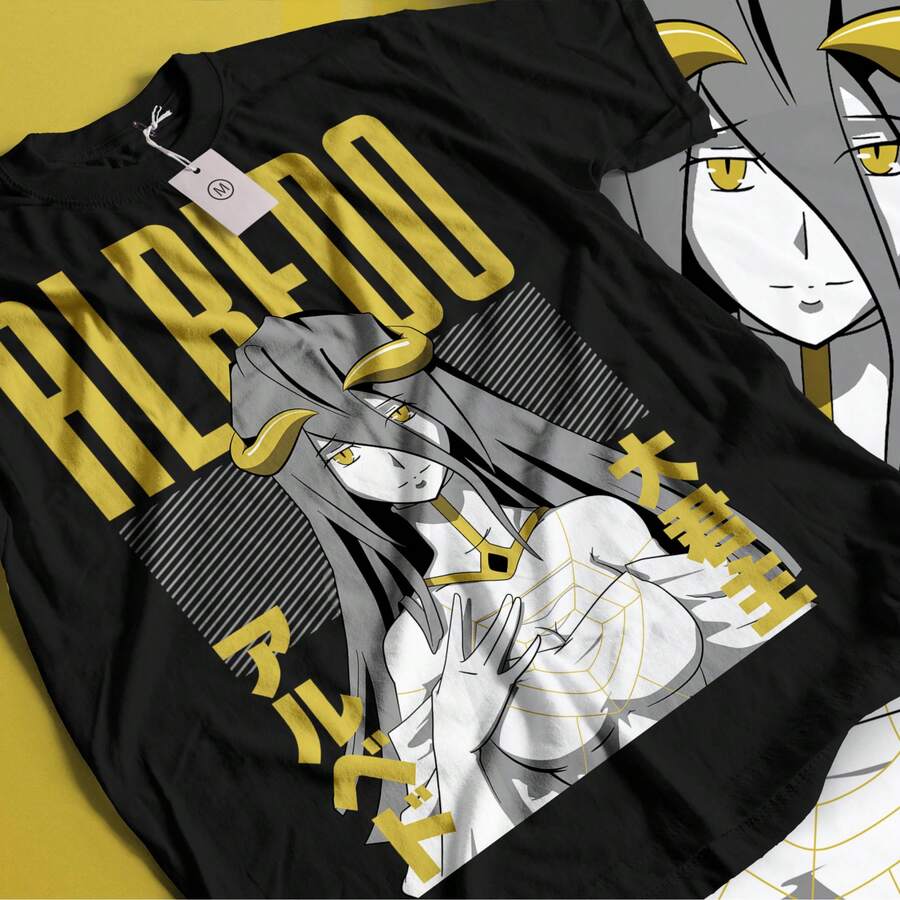 Etsy_2026-04-20_Albedo Overlord Tshirt Anime Overlord Character Demon Girl Succubus Ainz Ooal Gown Momonga Tomb Of Nazarick Anime Street - màu đen - Xem 1
