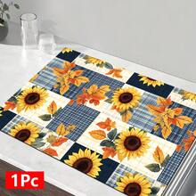 1pc Farmhouse Style Sunflower Pattern Absorbent Dish Drying Mat, Espresso Machine Countertop Absorbent Mat, Sink Drain Mat, Soft Faucet Absorbent Mat, Sink Cup Mat, Kitchen & Bathroom Accessories - Multicolor - View 11