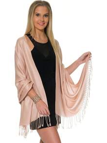 Shawls And Wraps Evening Dresses, Large Soft  Wedding Shawl - 淺玫瑰金 - 查看 3