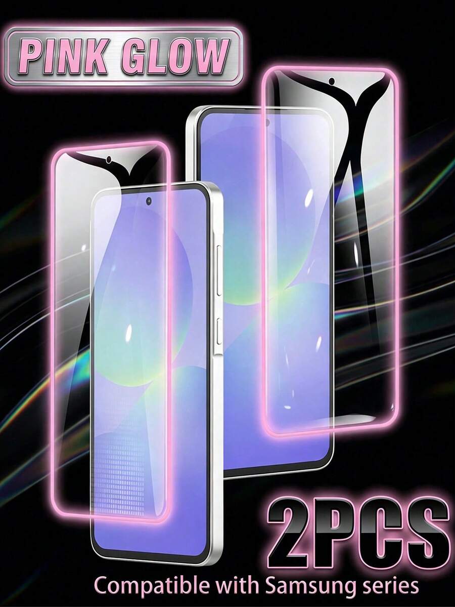 Miếng dán màn hình điện thoại Android màu hồng, 2 miếng dán màn hình điện thoại di động, viền đệm khí, phim phát sáng độ nét cao, tương thích với Samsung Galaxy S20 FE/S23 FE/S24 FE/A07/A15/A16/A17/A26/A25/A24/A23/A36/A35/A34/A33/A56/A55/A54/A71/A72/A73/A80/A90/M55/M54M53/M52 dòng 5G và nhiều dòng khác. Quà tặng Ngày của Mẹ. - Hồng - Xem 1