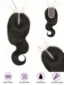 2x4 Inch Brazilian Virgin Human Hair Wavy Transparent Lace Closure Hairpiece With Baby Hair, Free Parting, Natural Black - Natural Black - View 3