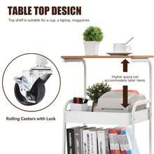NOREMOCO -3-Tier Rolling Small Side Cart Table, With Storage Shelves, Mobile Space-Saving Organizer For Living Room, Bedroom, Office, Kitchen, Available In Black And White - Multicolor - View 3