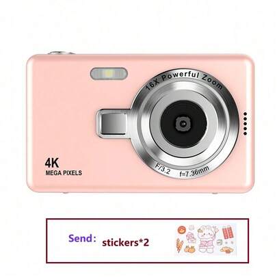2.4英寸数码相机：5000万像素，16倍数码变焦，适合青少年和初学者的紧凑型数码相机，母亲节、生日、派对的理想礼物（附赠2张贴纸）