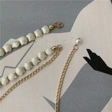 Women's Belt Shell Pearl Waist Chain Decoration Women's Thin Metal Belt Versatile Matching Dress Korean Style  Su For Beach Vacation Bohemian Style Adjustable Metal Waist Chain Elegant Imitation Pearl Belly Chain Fashion Dress Matching Accessory Slim Waist Decor Summer Outfit Ornament Female  Body Jewelry - 白色 - 查看 3