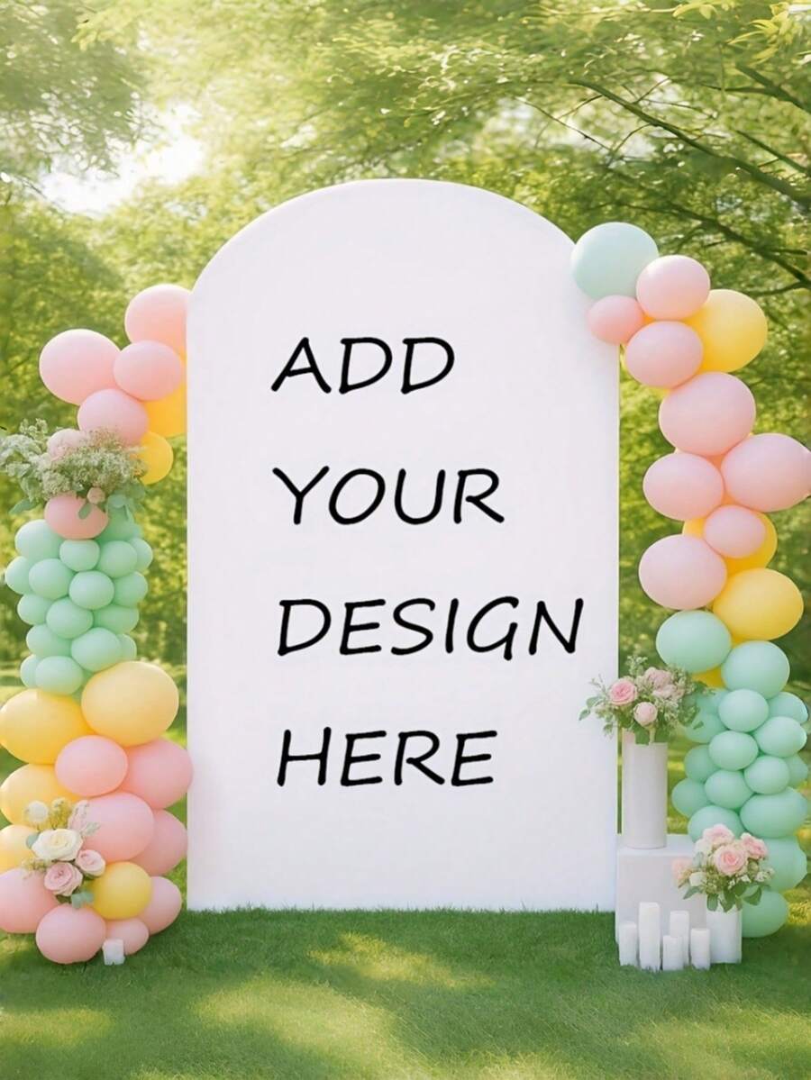 1pc Customizable Curved Backdrop Cloth Suitable For Birthday, Wedding And Other Occasions, Made Of Elastic Polyester Fabric, Ideal For Wedding, Valentine's Day And Birthday Decoration - Multicolor - View 1