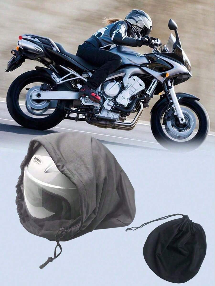 Tas Penyimpanan Helm Motor, Kantong Pelindung Anti Debu & Anti Gores dengan Tali Serut dan Lapisan Flanel Lembut, Cocok untuk Helm Full Face/Open Face, Tas Pembawa Helm Portabel untuk Sepeda, Skuter & Sepeda Motor