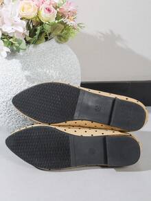 Women's Fashion Elegant Office Loafers, Spring/Autumn New Soft Bottom Comfortable Mother Shoes, Ladies French Style Flat Casual Shoes, Available In Pink, Khaki, White, Black. French Chic Shoes, Korean Stylish Slip-On Shoes With Odor-Resistant And Anti-Slip Function, Suitable For Travel, Party, Office, Indoor/Outdoor, Apartment, Matching Dresses And Casual Outfits - Khaki - View 6
