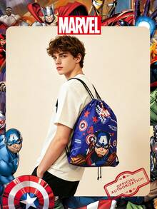 Marvel 1个漫威官方授权图案抽绳背包，运动健身包，大容量购物袋，轻便收纳袋，非常适合男孩/学生，是旅行、运动、海滩、度假、日常使用、郊游、购物、返校的理想之选。 - 彩色 - 查看 8