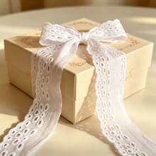 4/16 Yards Vải ren cotton màu trắng be, họa tiết lỗ khuy, rộng 4.5cm, dùng cho đồ thủ công may vá. - A - Xem 10