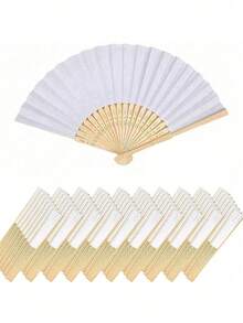 1/5/10/20pcs Retro Handheld Folding Paper Fans, Portable Bamboo Fans, Perfect Summer Accessory To Keep Cool, Fashionable Choice For Parties And Events - Multicolor - View 7