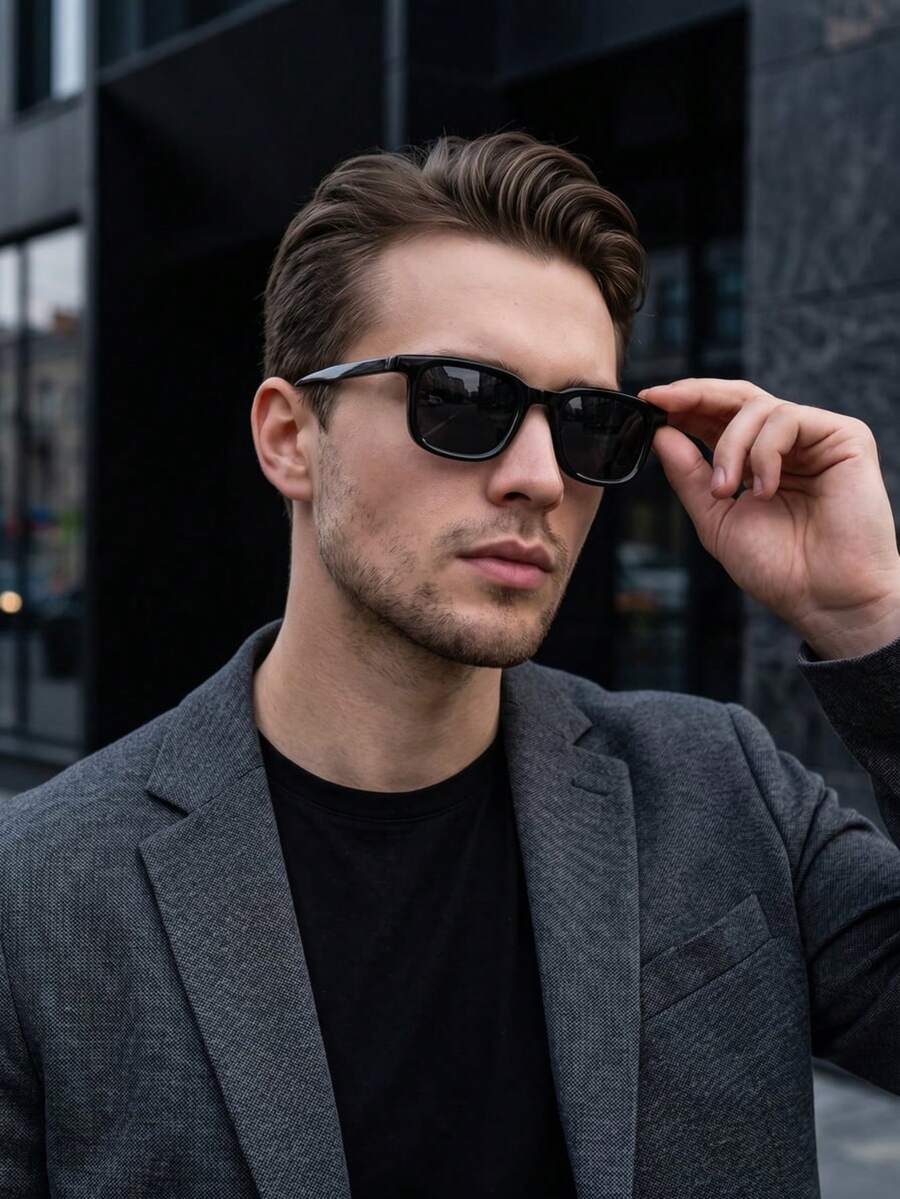 Women's Plastic Full-Frame Retro Elegant Fashion Glasses, Suitable For Daily Commute, Outfit Matching, Photography, Outdoor Vacation, Also A Great Back-To-School Gift, Perfect For Halloween, Christmas, Easter, Valentine's Day, Independence Day, Thanksgiving, New Year - Black and Gray - View 1