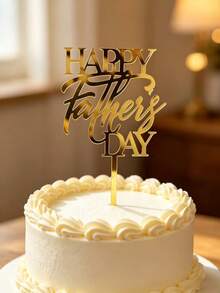 3pcs Gold Acrylic Cake Toppers, Happy Father's Day Cake Decorations, Party Decor Supplies - StyleA - View 7