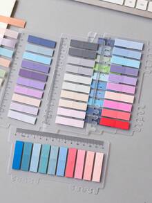 200pcs/400pcs/600pcs/1600pcs Colorful Index Tabs, Morandi Color Gradient Classification Label Stickers, Student Office Book Page Marker Pull Tabs, Made Of Transparent PET Material, Waterproof, Oil-Resistant, Wrinkle-Resistant, Suitable For Most Books, Files, Loose-Leaf Notebooks - one-size - View 2