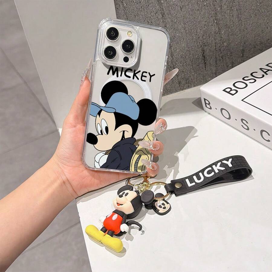 This Disney Mickey Mouse Pattern Lanyard Phone Case Features A Strong Magnetic Closure And Full Coverage Of Acrylic And TPU Material. It's Shockproof, Lightweight, And Suitable For IPhone17/16/11/13/15/15 Plus/15 Pro/15 Pro Max/12/14 Pro Max/11 Pro Max/12 Pro/12 Pro Max/13. It's A Popular Birthday Gift, Business Gift, Durable, Stain-Resistant, And Fingerprint-Resistant New Phone Case For Men And Women. It Also Includes A Mickey Mouse Phone Case And Mickey Mouse Doll Bracelet. Compatible With SamsungGalaxy S20, S21, S22, S23, And S24 Series. It's The Perfect Gift For Friends And Family. This Stylish Phone Case Is Fun, Lightweight, And Durable. IPhone17 Pro Max Phone Case, Minnie Phone Case. - 無色 - 查看 1