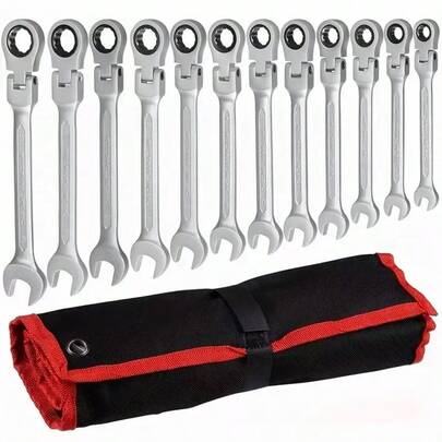 1pc Universal Adjustable Ratchet Wrench, Metric Manual Car Repair Tool, Chrome Vanadium Combination Wrench, High Torque Polished Surface Wrench, Ideal Gift For Men
