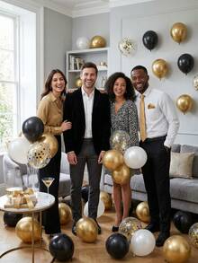 Black Gold Balloon With Gold Number Balloon, 30PCS Latex Balloons Confetti Balloons Party Balloon For Birthday Graduation Engagement Bachelorette Photo Shoot Wedding Party Decorations Home Decoration Celebration Party Valentine's Day - 40歲生日 - 查看 6