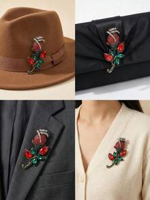 Luxuriöse Strass-Rose Broschen - Pflanzennadeln für Frauen und Unisex, Lässig Party Schmuckzubehör / Geschenke für Freunde, Abzeichen Dekoration - Rosen - Übersicht 3