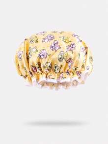 1pc Children's Shower Cap, Taffeta Printed Hair Care Cap, Baby Sleeping Cap - Little Elephant Yellow - View 4