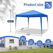 10x10 Pop Up Canopy With Sidewalls, Outdoor Instant Canopy Tent For Commercial Events, Camping, Backyard Parties - Black - 10'x10' - Màu xanh dương - Xem 9