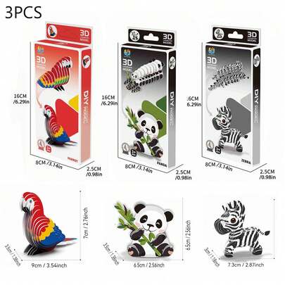 Cute Animal Paper Puzzle Toys, Handmade Assembly Toys, Creative Craft Gifts For Early Childhood Education, Suitable For Boys And Girls