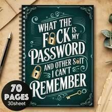 1pc Fun Spiral Password Notebook With Teal Cover & Gold Key Design - 70 Pages For Secure Internet & Computer Logins, Usernames & Passwords - Perfect For Home, Office, Or Scrapbooking Kit, Password Book,School Supplies,Back To School - Spiral Binding - View 9
