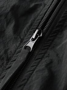 1 pieza Chaqueta con capucha ligera negra para hombres, diseño minimalista todo negro, estilo deportivo de novio, adecuada para senderismo, camping, pesca, uso diario casual - Negro - Ver 9