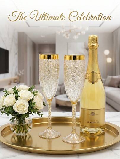 1 Stück/6 Stück/6 Unzen goldfarbene Glitzer Champagnergläser, Acryl Stieltassen für Wein, PS Goldpulver Weingläser, Partytassen, geeignet für Wasser, Saft, Cocktail, Wein und Dessert. Ideal für Geburtstagsfeiern, Hochzeiten, Feiertage, Valentinstag, Weihnachten und Silvester, langanhaltend und bruchsicher, hochwertige wiederverwendbare Sektkelche, verleihen Hochzeiten, Jahrestagen oder Partys romantischen Charme, geeignet für Hochzeiten, Brautduschen