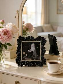 1pc Resin White Gold Edged 3D Daisy Flower Decor Photo Frame, Square Picture Display, Desktop Comfortable Frame, Can Be Placed Horizontally Or Vertically, Suitable For Home Decor And Photography Props - Multicolor - View 8