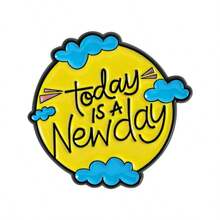 Inspirational Cartoon English Brooch, "Today Is A Brand New Day" Positive Energy Metal Badge, Student Backpack Canvas Bag Decor Pin, Niche INS Style Accessory, Healing Gift For Girlfriends And Friends - Multicolor - View 11